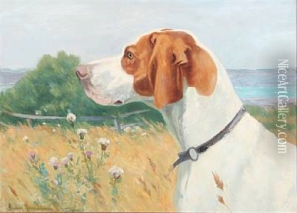Hunt Dog Oil Painting - Simon Simonsen