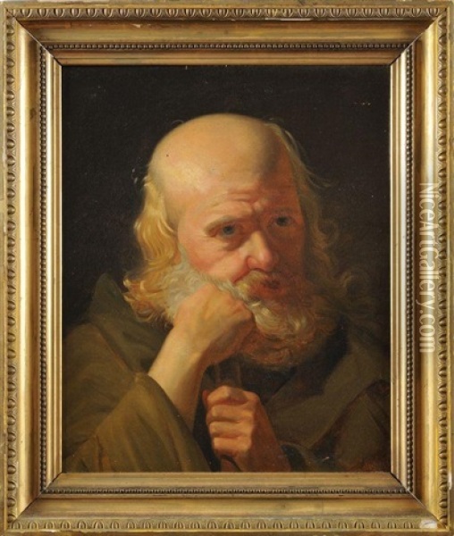 Le Philosophe En Contemplation Oil Painting - Jean-Jacques-Francois Monanteuil