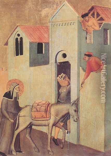 Beata Umilta Transport Bricks to the Monastery c. 1341 Oil Painting - Pietro Lorenzetti