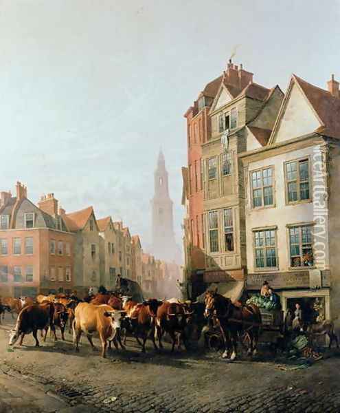 The Old Smithfield Market, 1887 Oil Painting - Thomas Sidney Cooper