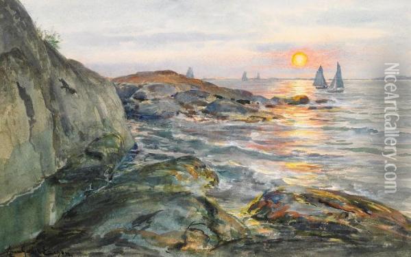 Solnedgang Over Marstrands Norra Inlopp Oil Painting - Anna Gardell-Ericson