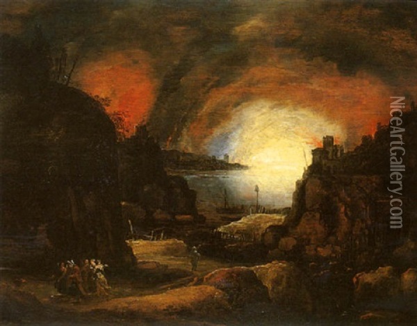 L'incendie De Sodome Oil Painting - Daniel van Heil