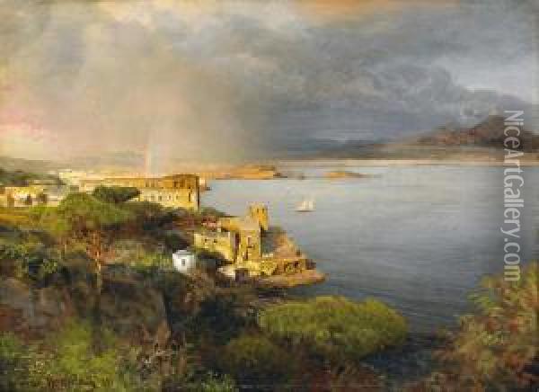 Bucht Bei Neapel Nacheinem Regenschauer Oil Painting - Oswald Achenbach
