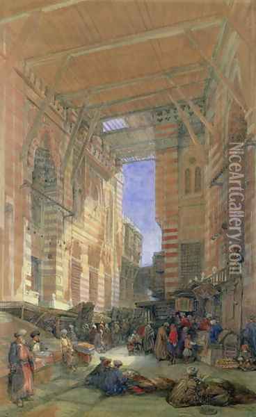 The Silk Mercers Bazaar of El-Ghooreeyeh, Cairo Oil Painting - David Roberts