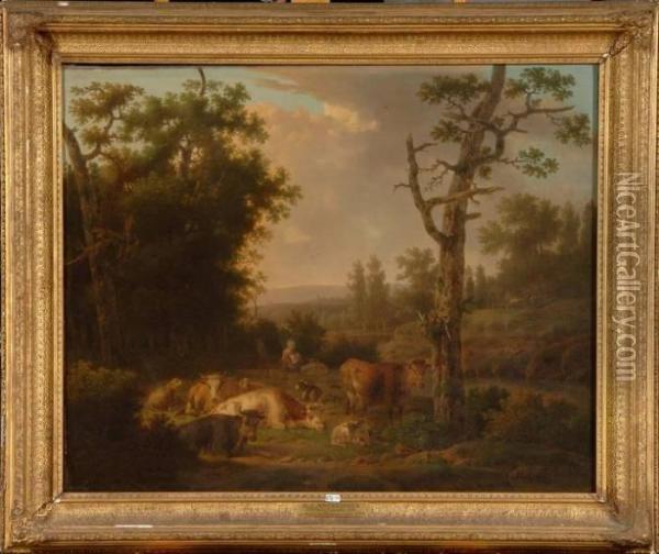 Le Repos Du Troupeau Oil Painting - Hendrik van Anthonissen