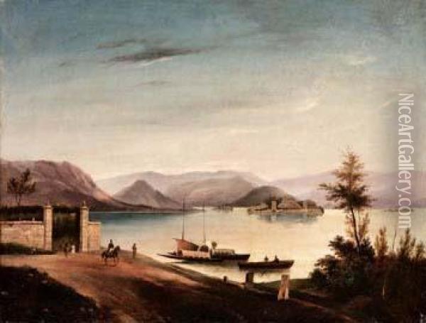 Lago Maggiore, Le Isoleborromee Oil Painting - Costantino Prinetti