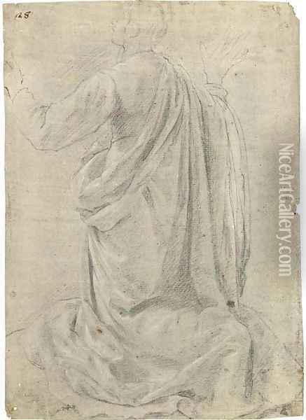 A kneeling figure seen from behind, his arms raised Oil Painting - (Jacopo Chimenti) Empoli
