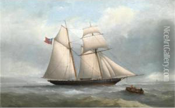 A Topsail Schooner Off The Coast Oil Painting - Condy, Nicholas Matthews
