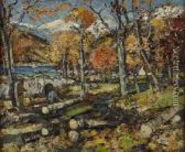 Autumnal Landscape Oil Painting - James Kay