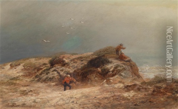 Fischer In Den Dunen Oil Painting - Alexis Puhlmann