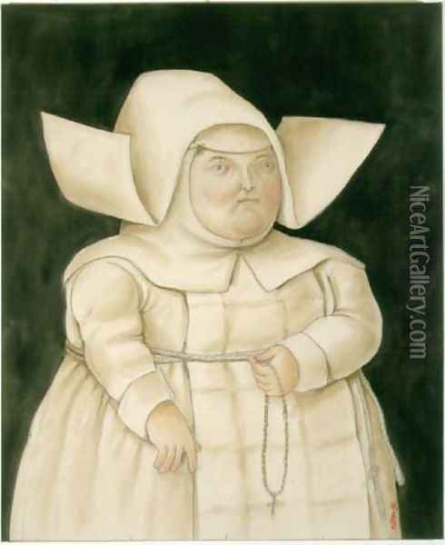 Mother Superior Madre Superiora Oil Painting - Fernando Botero