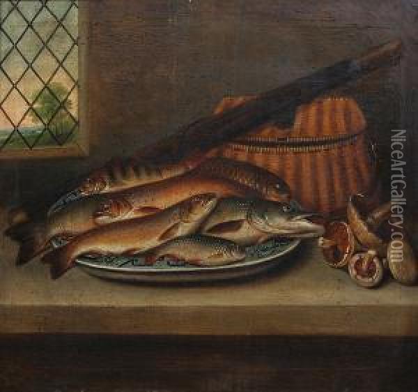 A Good Day's Fishing Oil Painting - A. Coleman