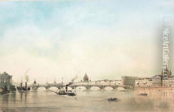 Panoramic View Of St. Petersburg Oil Painting - Iosef Iosefovich Charlemagne