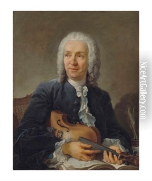 Portrait D'un Violoniste Oil Painting - Louis Michel van Loo