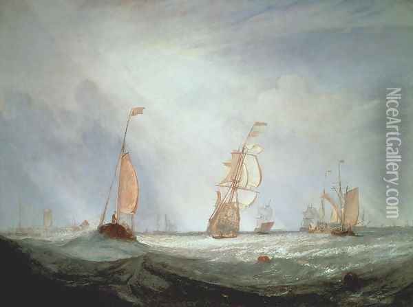 Helvoetsluys ships going out to sea, 1832 Oil Painting - Joseph Mallord William Turner