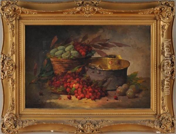 Still Life With Cherries Oil Painting - Antoine Vollon
