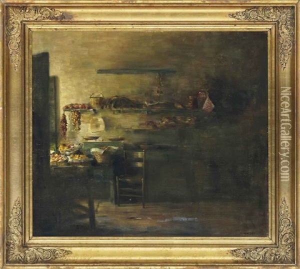 The Kitchen Pantry Oil Painting - Carl Vilhelm Holsoe