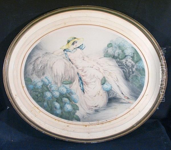 Hydrangeas Oil Painting - Louis Icart