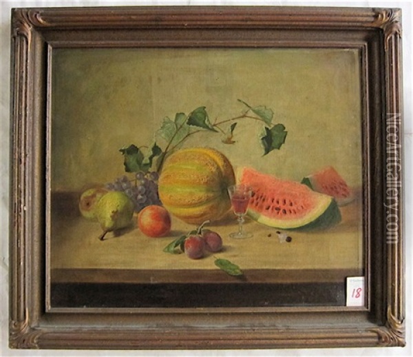 Still Life Of Fruit On Table Oil Painting - George W. Platt