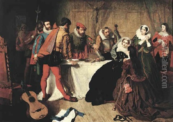 The Abdication Od Mary Queen Of Scots At Lochleven Castle Oil Painting - William Baxter Collier Fyfe