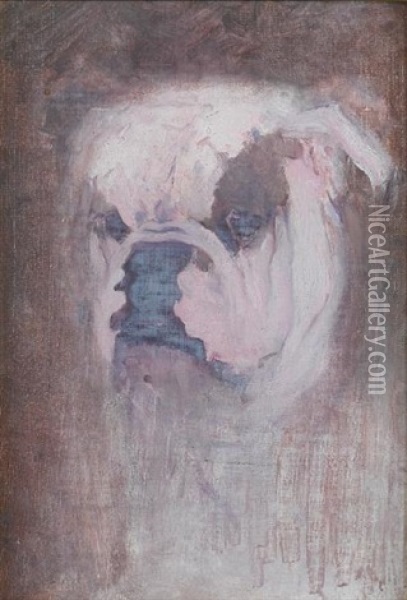 Portrait Of The Artist's Bulldog "blathers" Oil Painting - Philip William May