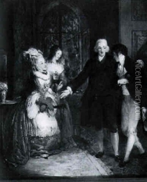 Mr. Oldbrick Presents His Sister Grizelda To Mr. Lovel Oil Painting - Francis Philip Stephanoff