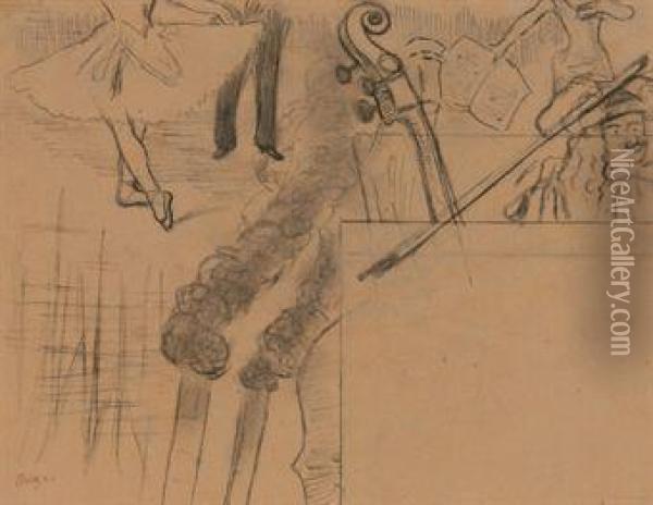 Etude Pour La Programme De La Soiree Artistique Du 15 Mai 1884 (galerie Ponsin) Oil Painting - Edgar Degas