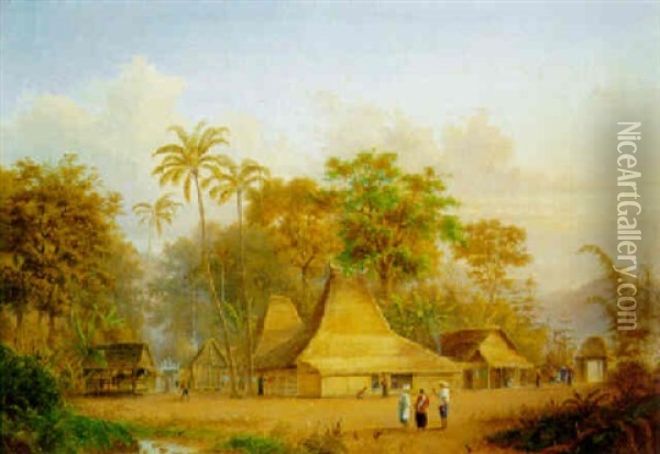 De Dessa Pandean Magelan/rs Madioen, Java Oil Painting - Jacob Dirk Van Herwerden