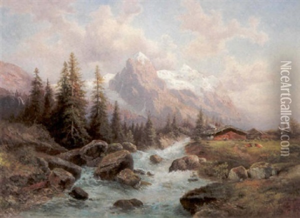 Blick Auf Das Well- Und Wetter Oil Painting - Gustav Barbarini