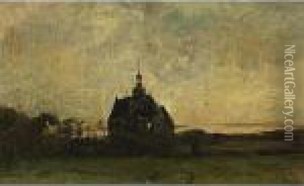 Church Of Egmond-binnen Late Afternoon Oil Painting - Jan Hillebrand Wijsmuller