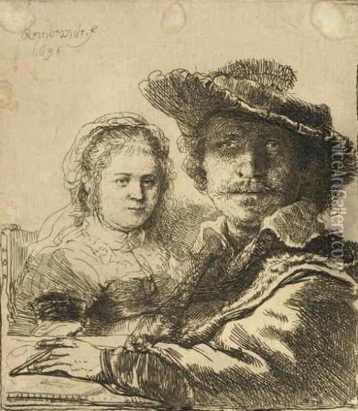 Self-portrait With Saskia Oil Painting - Rembrandt Van Rijn