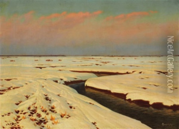 Winter Landscape Oil Painting - Konstantin Yakovlevich Kryzhitsky