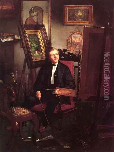 Self Portrait of the Artist in His Studio Oil Painting - Thomas Hovenden