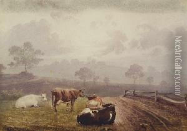 Weidende Kuhe Oil Painting - Wilhelm Streckfuss
