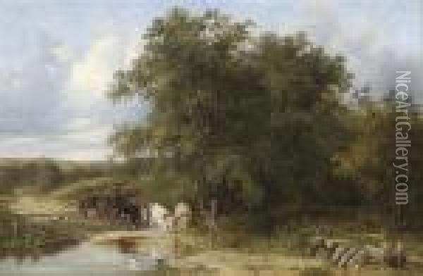 The Timber Wagon Oil Painting - Alfred Walter Williams