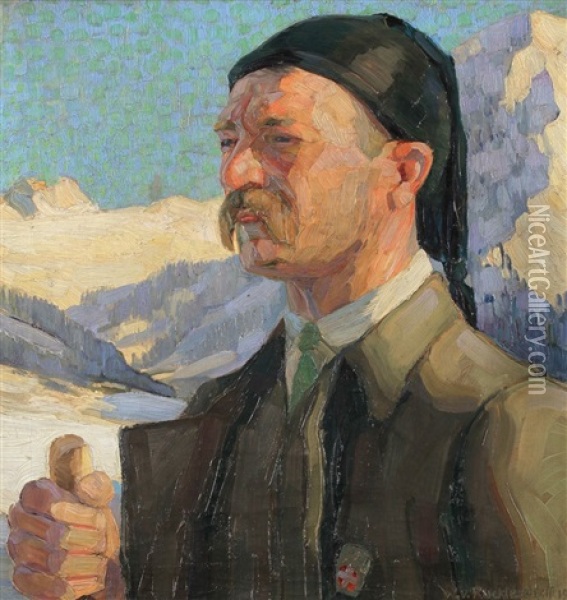 Bergfuhrer Im Engadin Oil Painting - Walter Von Ruckteschell