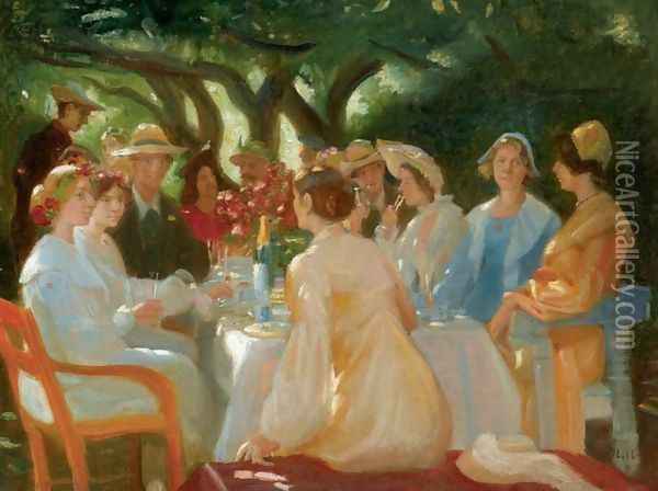 Actors Lunch, Skagen (Skuespillerfrokost) Oil Painting - Michael Peter Ancher
