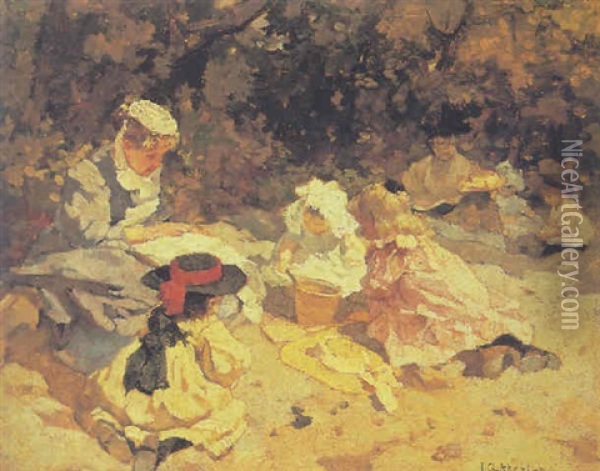 A Picknick In The Dunes Oil Painting - Johannes Evert Hendrik Akkeringa