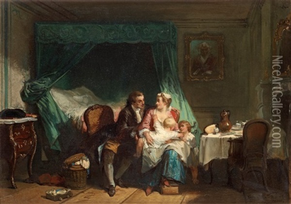 Familjeidyll Oil Painting - Herman Frederik Carel ten Kate
