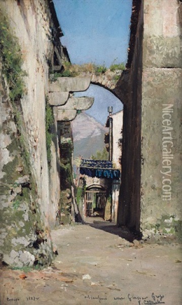 Vecchio Paese Oil Painting - Vincenzo Caprile