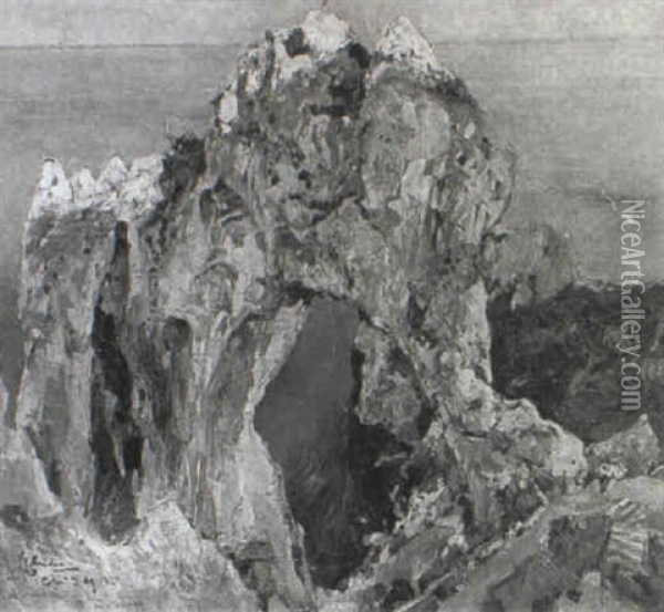 L'arco Naturale A Capri Oil Painting - Giuseppe Casciaro