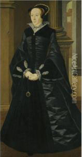 Portrait Of A Lady, Probably Lady Margaret Douglas (1515-1578) Oil Painting - William Scrots