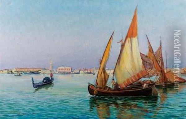 Veduta Di Venezia Oil Painting - Publio De Simoni