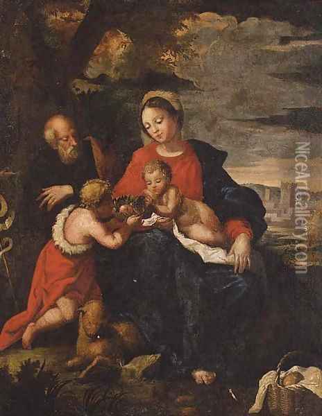 The Holy Family with the Infant Saint John the Baptist Oil Painting - Guilio Cesare Procaccini