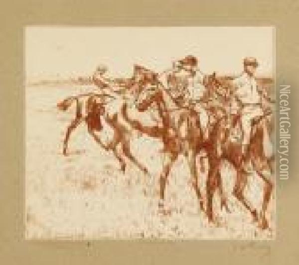 Le Jockey--premier Version. Oil Painting - Edgar Degas