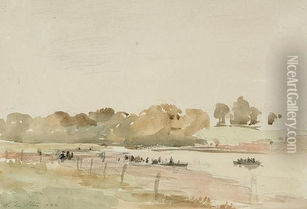 Boats On The Estuary Oil Painting - Philip Wilson Steer