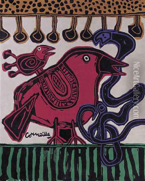 L'Oiseau chasseur de serpent Oil Painting - Michel des Gobelins Corneille