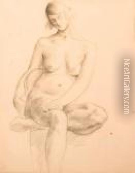 Seated Female Nude Oil Painting - Christopher Wood