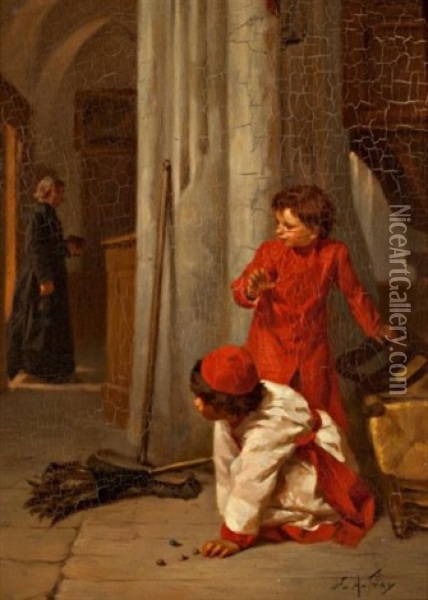 Idle Hands Oil Painting - Joseph Athanase Aufray