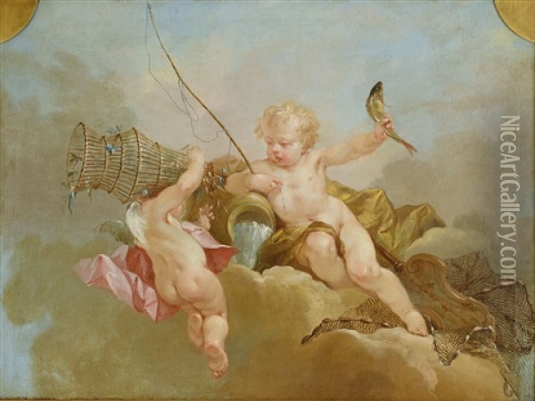 Allegori Over De Fyra Elementen - Vattnet - Dorroverstycke Oil Painting - Johan Pasch the Elder